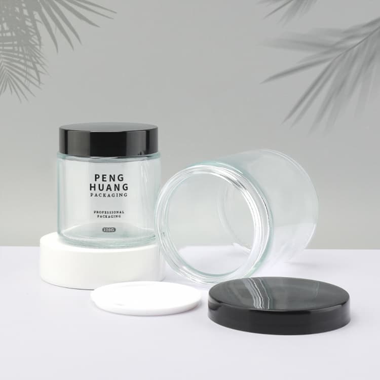 Cosmetic packaging — 120g 250g New Arrival Clear Face Cream Container Empty Glass Cosmetic Jar Plastic Cap Screen Printed High Quality CE Certified