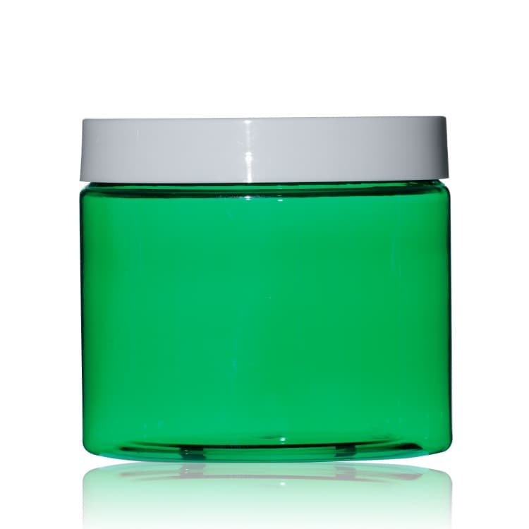Cosmetic packaging — PET Green Empty Packaging Jar Containers 480ml 16oz Skin Care Cream Recycling Plastic Round Customized Accepted