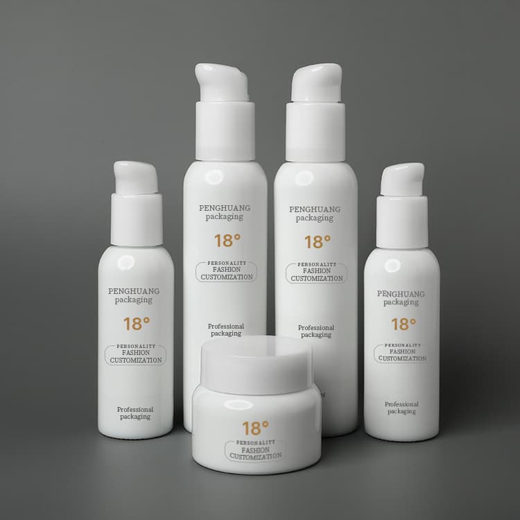 Cosmetic packaging — New Cosmetic Container Set Round White Ceramic Glass Makeup Cream Jar Empty White Porcelain Moisturized Lotion Glass Pump Bottle