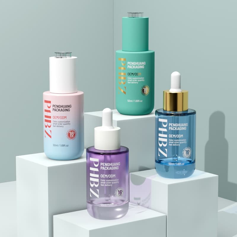 Cosmetic packaging — Customized Translucency Color Press Dropper Hair Oil Glass Serum Bottle 50ml Essential Oil Packaging Dropper Bottle