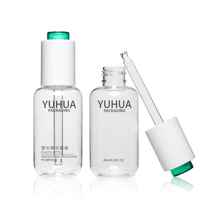 Cosmetic packaging — Custom Dropper Bottle Wholesale 60ml Skincare Packaging Cosmetic Plastic Press Pump Dropper 2oz Recycled PCR Face Serum Bottles