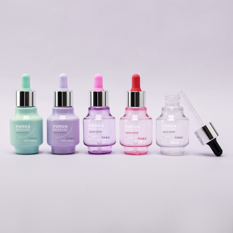 Cosmetic packaging — Luxury 50ml Circular Essential Oil Bottle PET Plastic Electroplated Silver Dropper Unique Serum Container for Skincare Lotion