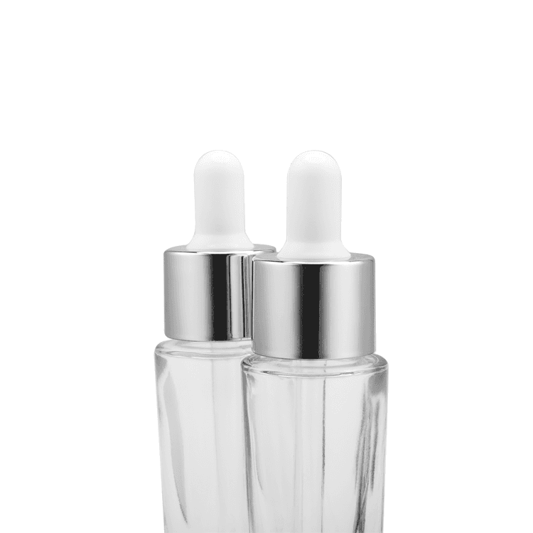 Cosmetic packaging — High Quality Cosmetic Serum Makeup Packaging Transparent Flat Shoulder Empty  Essential Oil Glass Dropper Bottle