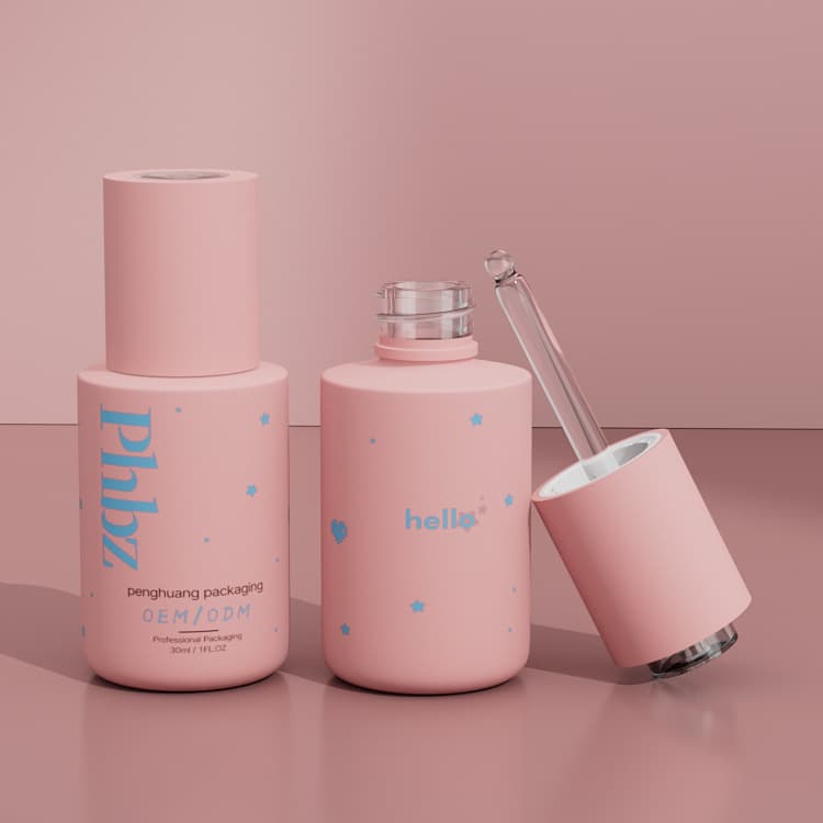 Cosmetic packaging — Luxury Cosmetic Skincare Packaging Empty Pink Press Glass Serum Dropper Bottle 30ml Essential Oil Bottle Pipette Serum Bottle