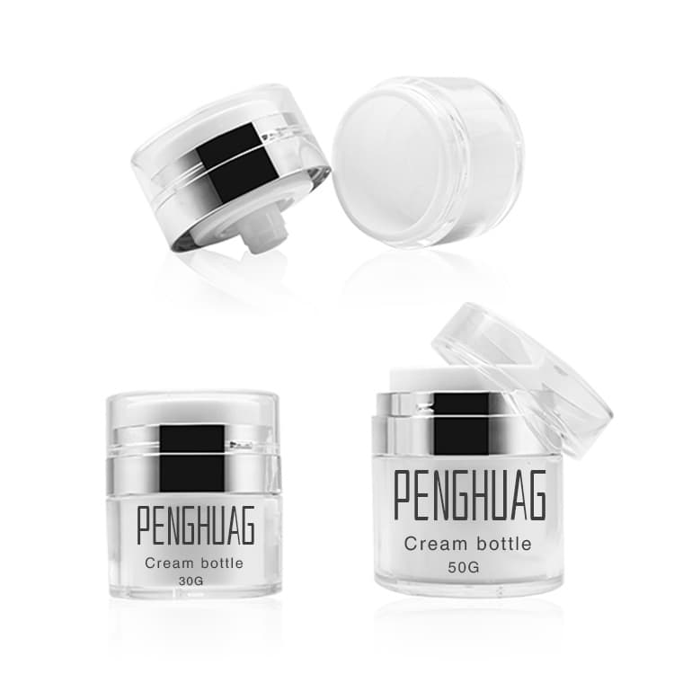 Cosmetic packaging — Clear 30g 50g Cosmetic Jar Custom Luxury Unique Plastic Empty Cosmetic Body Face Eye Skin Care Cream Jars with Silver Lid