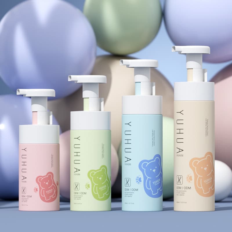 Cosmetic packaging — Cute Colorful 200/250/300/400ml Baby Foam Pump Bottle for Hand Wash Facial Cleaner & Lotion Kids Use