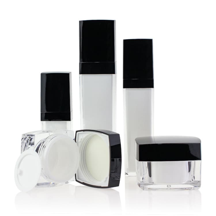 Cosmetic packaging — Wholesale cosmetic packaging set plastic skincare recycled PET bottle emulsion essence acrylic frosted pump foam lotion bottle