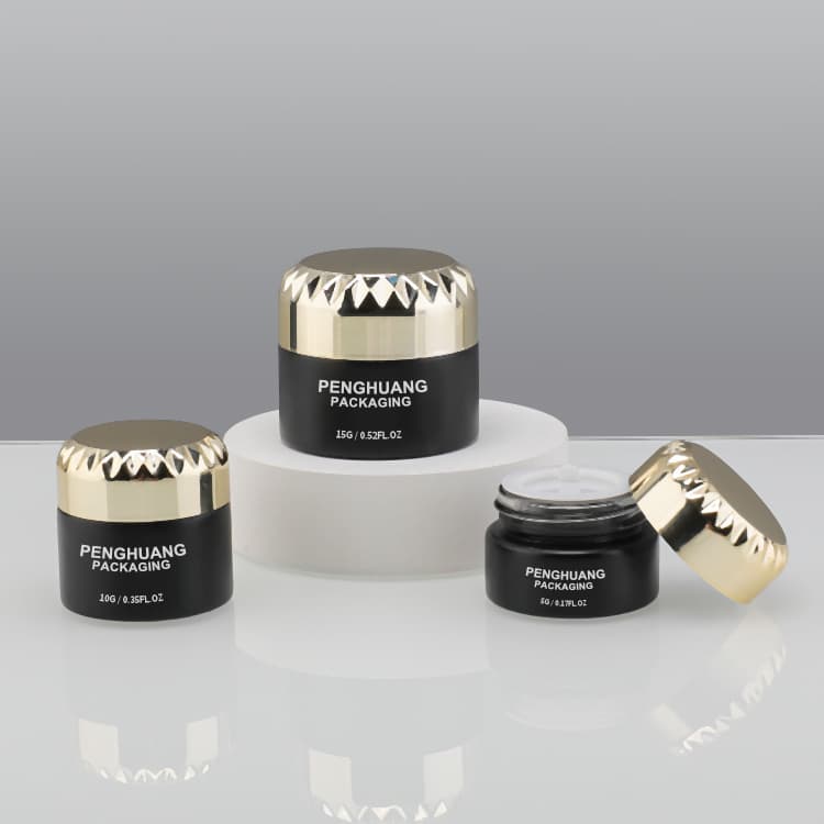 Cosmetic packaging — Customization Luxury Cosmetic Containers 5/10/15/20/30/50g UV Black Glass Cosmetic Jar with Plating Lid