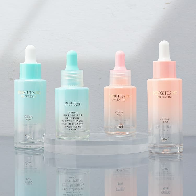 Cosmetic packaging — Glass Skincare Empty Body Hair Oil Container 30ml Cylinder Frosted Pink Glass Serum Essential Oil Dropper Bottle
