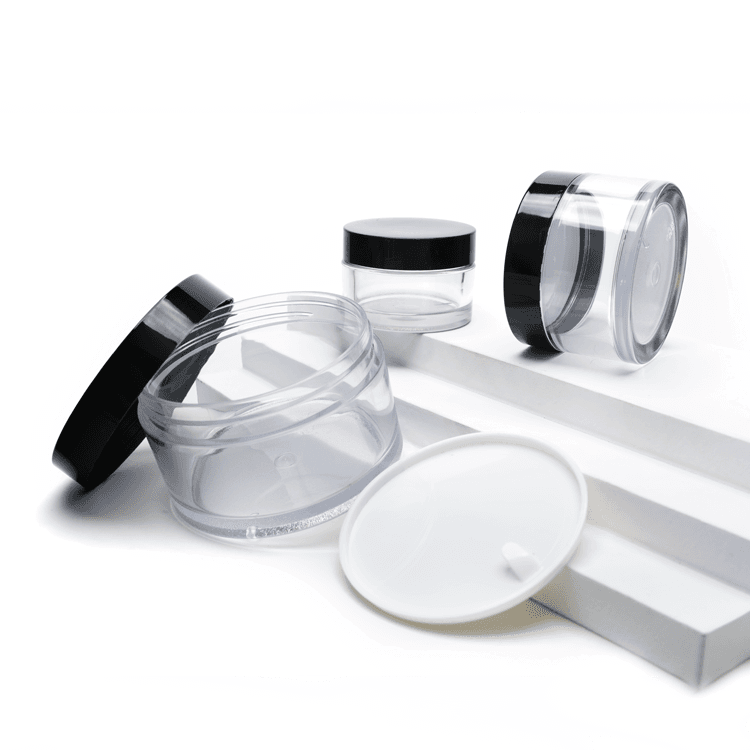 Cosmetic packaging — wide30g 50g PET transparent plastic jars skin care cream jar customized logo clear custom cosmetic plastic jars with lids