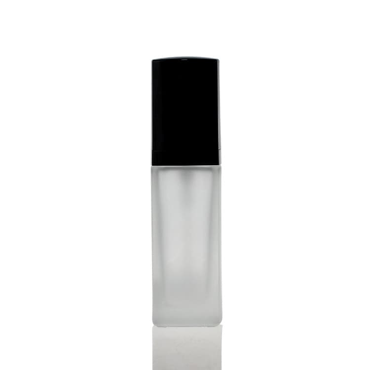 Cosmetic packaging — 30ml frosted empty square bottle liquid lotion glass foundation bottle with Dropper pump black cap