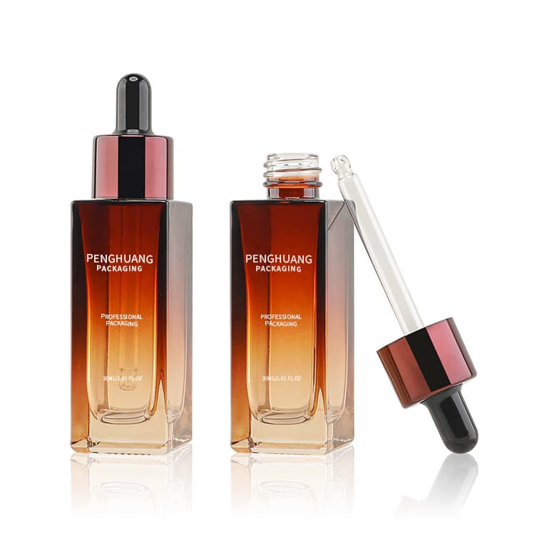 Cosmetic packaging — Wholesale Glass Packaging Amber Glass Dropper Bottle 30ml 50ml Amber Hair Care Serum Dropper Bottle for Facial Care Moisture