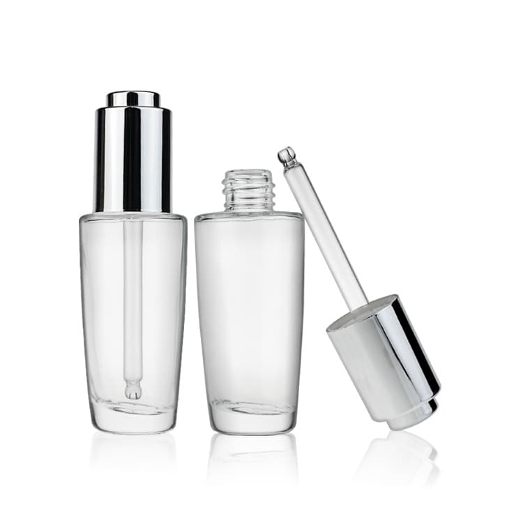 Cosmetic packaging — Round Clear Massage Oil Glass Dropper Bottles 40ml Serum Bottle Glass Cosmetic Bottles For Serum