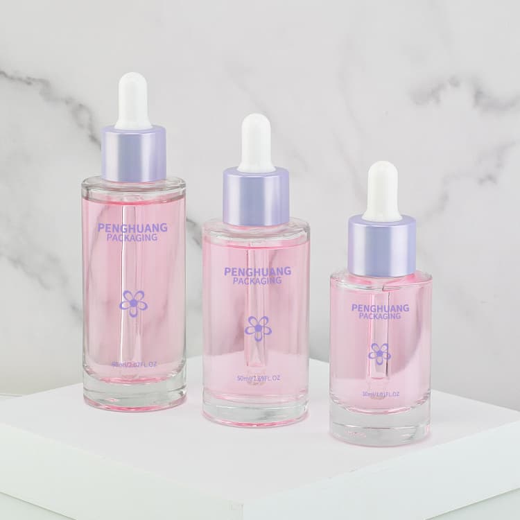 Cosmetic packaging — Accept logo Custom30ml 50ml 60ml Glass Serum Bottle Transparent Dropper Bottle for Essential Oil