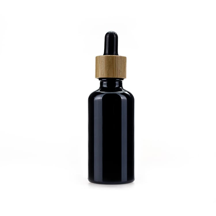 Cosmetic packaging — 50ml  Black Glass Dropper Pipette Bottle customized Essential Oil Cosmetic package Bottle