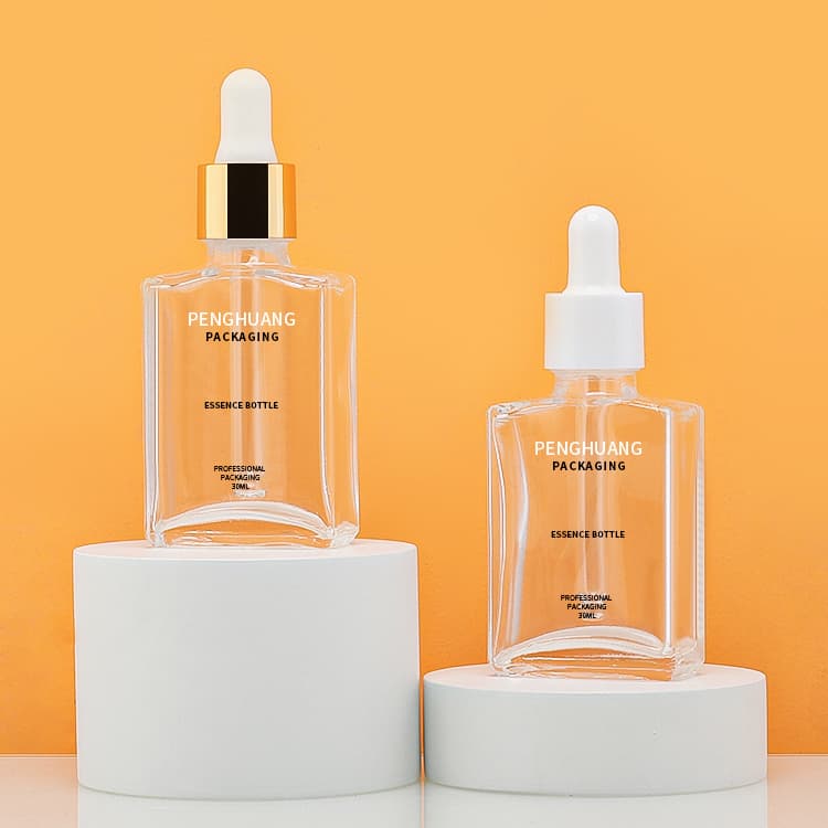 Cosmetic packaging — Luxury Custom 30ml Square Refillable Glass Dropper Bottle Screen Printing for Essential Oil Serum Skin Care Cream