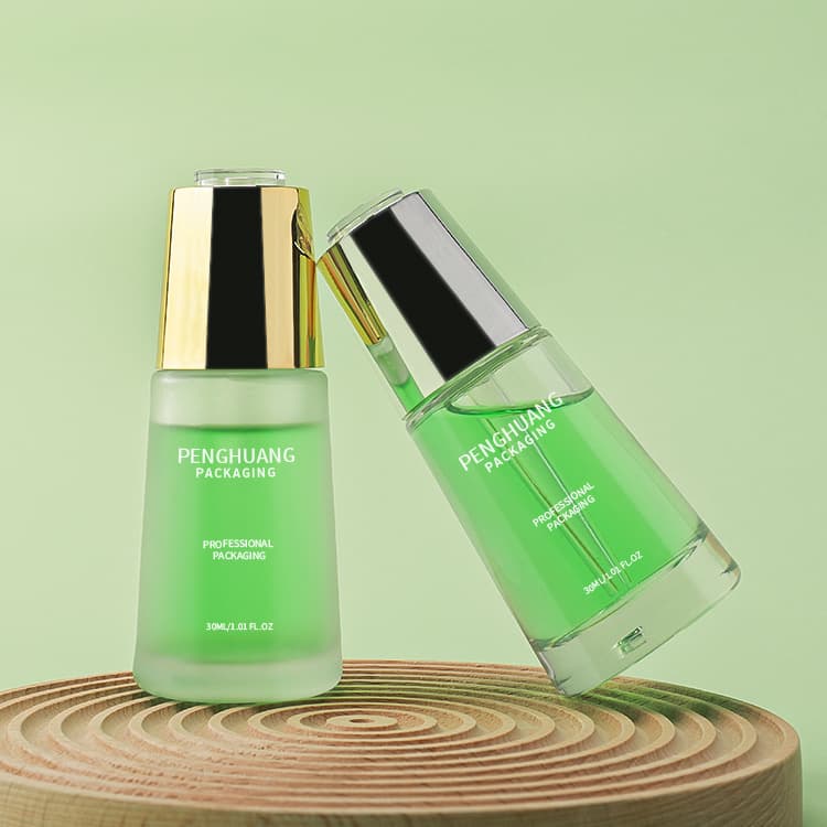 Cosmetic packaging — New product push button lids 30ml essential oil bottle frosted clear glass serum bottle for personal cosmetic packaging