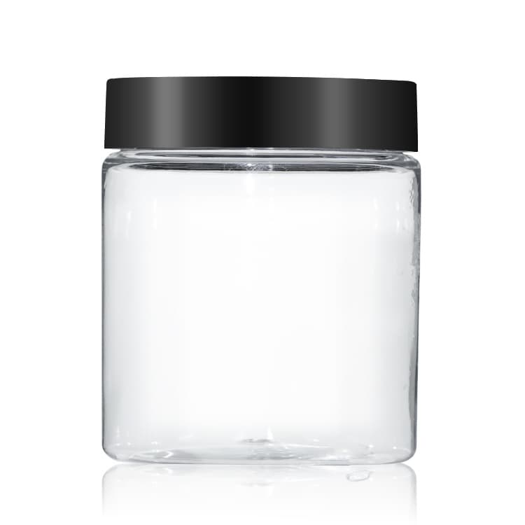 Cosmetic packaging — 250ml 8oz round clear wide mouth pet plastic jar bottles