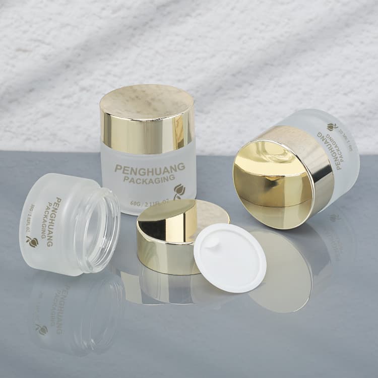 Cosmetic packaging — 30g 50g 60g 100g Luxury Cosmetic Containers Jar Packaging Frosted Amber White Glass Cosmetic Jar Lid for Face Cream Skin Care