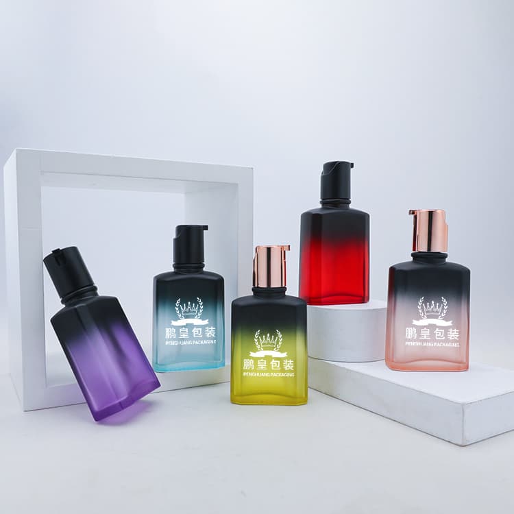 Cosmetic packaging — New Luxury painting colourful 55ml Cosmetic Packaging Essential Oil  Glass Bottles with pump Serum skincare