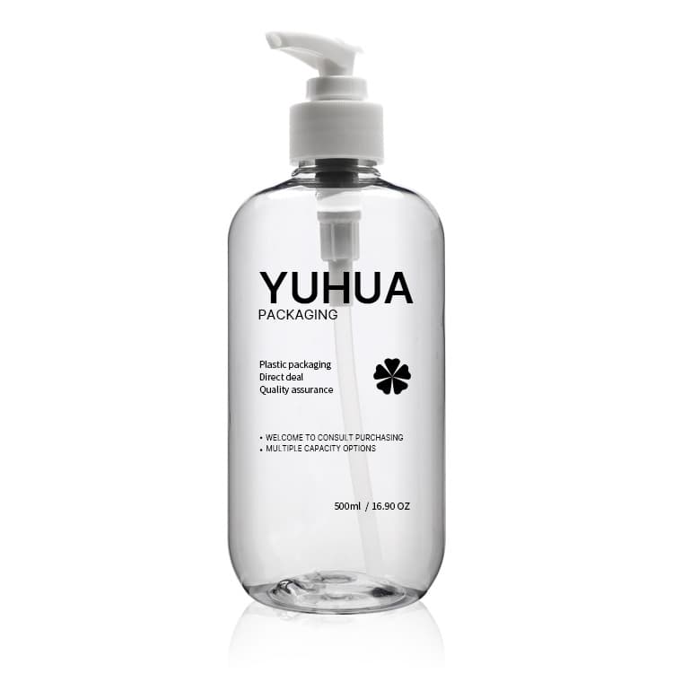 Cosmetic packaging — hot sale boston round empty plastic PET bottle 250ml 300ml 500ml large plastic Shampoo pump sprayer container OEM supplier