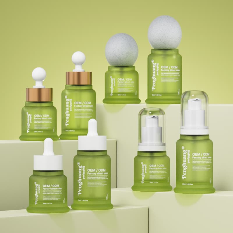 Cosmetic packaging — Custom Logo 30ml/50ml Clear Round Glass Dropper Bottle for Face Serum & Face Cream Essential Oil Beauty Facial Care Cosmetic