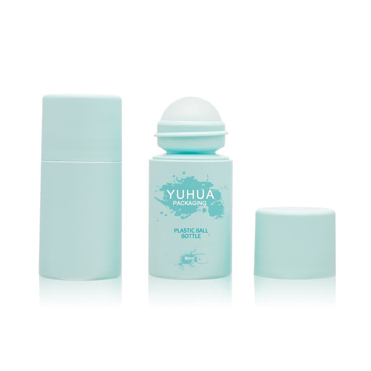 Cosmetic packaging — NEW arrival Round Essential Oil Roll ball on Bottles 90ml green Deodorant Roller Containers With PP Ball