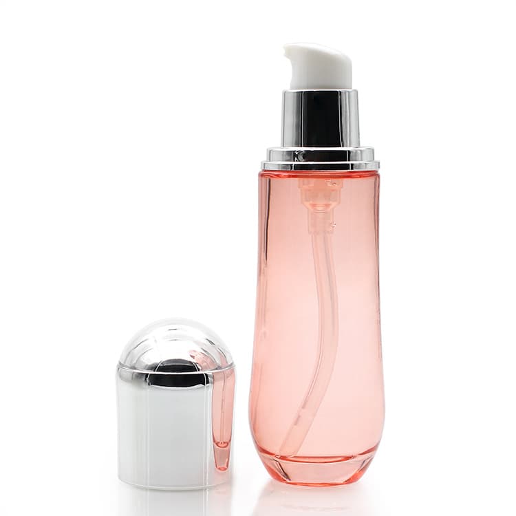 Cosmetic packaging — Clear Pink Glass Lotion Bottle Cosmetic Packaging Bottles Set Container Manufacturers 40ml/100ml Custom Color Glass Products