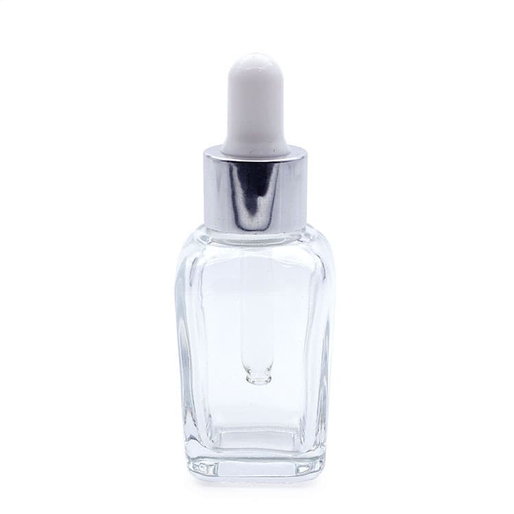 Cosmetic packaging — 15ml 25ml 35ml 50ml 100ml clear square skincare hair oil glass dropper bottle