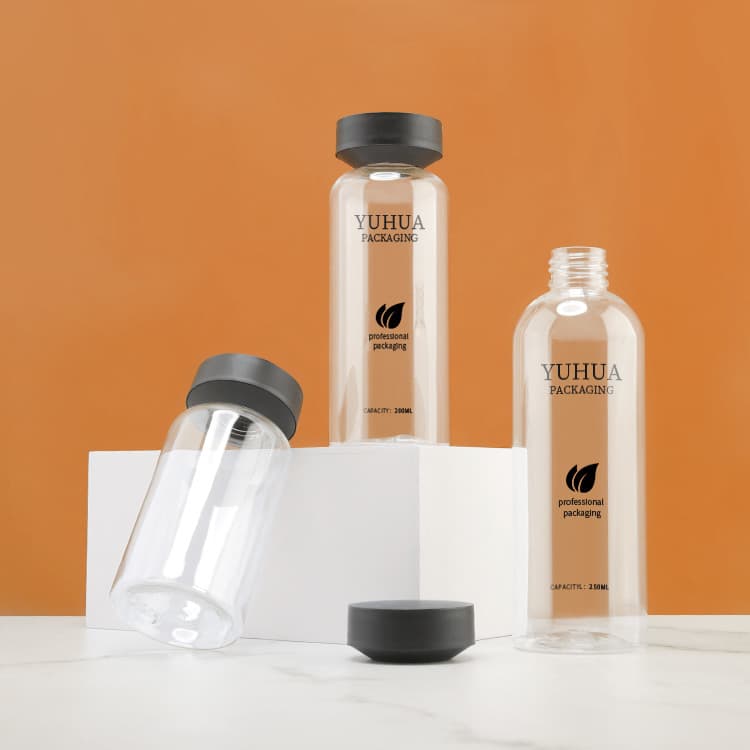 Cosmetic packaging — Eco Friendly High Quality for Round PET Plastic Juice Bottles 80-300ml Pump Cap Screen Printing for Tea Beer Other Beverages
