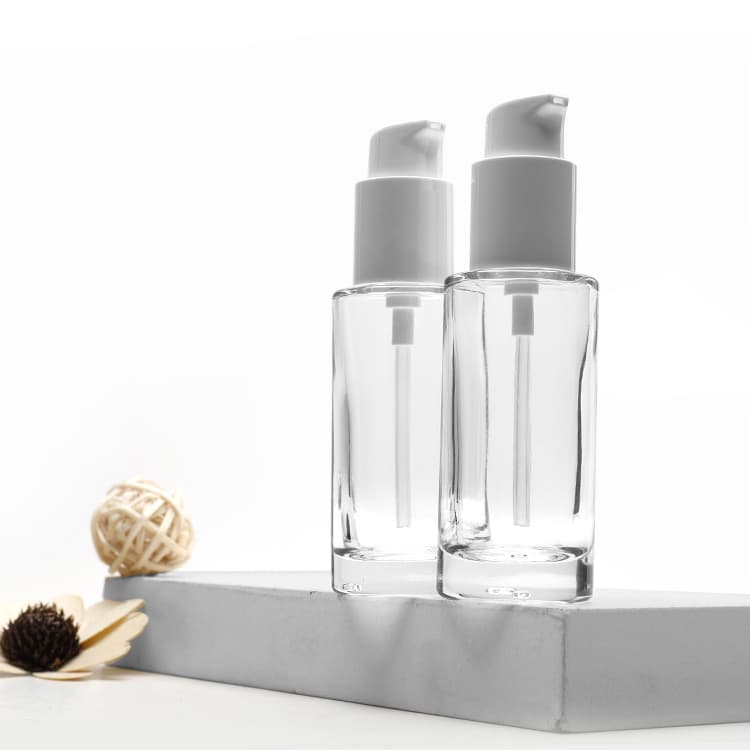 Cosmetic packaging — 30ml Label Cosmetic Packaging Empty Lotion Makeup Base Bottle Transparent Foundation Glass Serum Pump Bottle