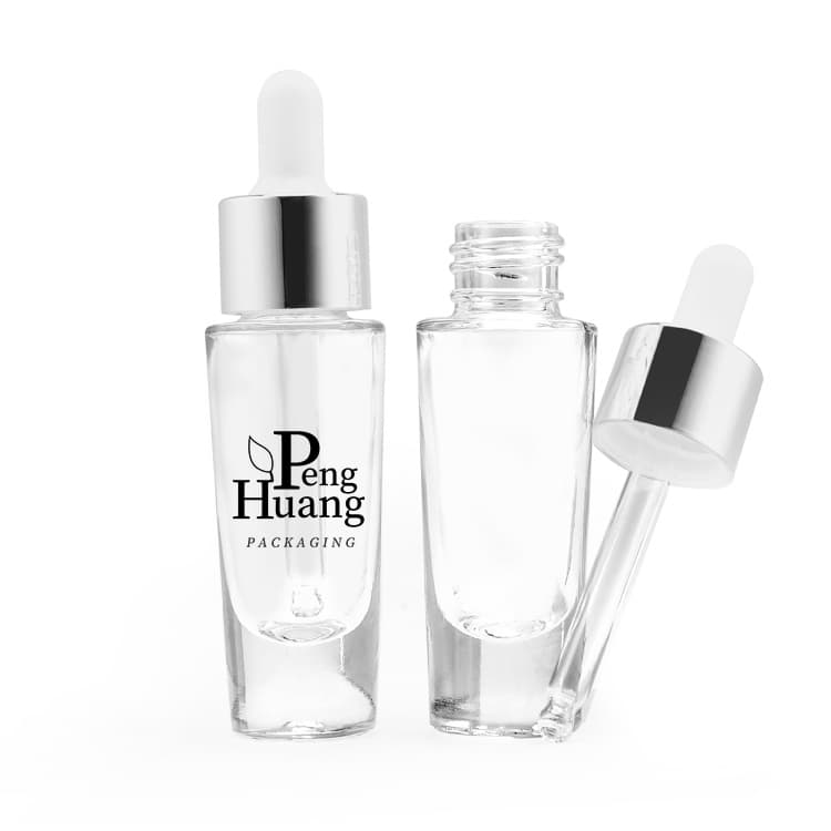 Cosmetic packaging — Custom logo made container Cosmetic Packaging Empty essence Makeup Base Bottle Transparent Glass Serum dropper Bottle