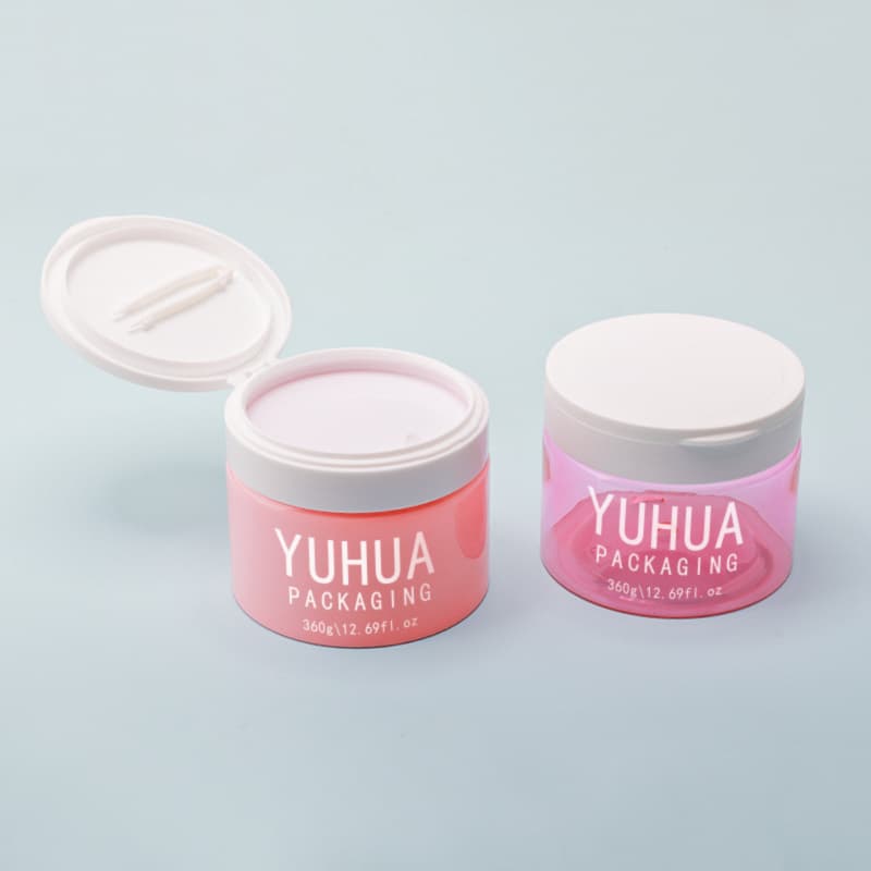 Cosmetic packaging — New Arrival 360g PET PE Cream Jar Pink Transparent Plastic Facial Scrub Toner Cotton Pads Containers Jar with Tweezer