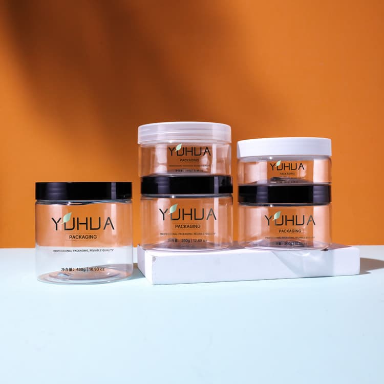 Cosmetic packaging — Factory Customized Round Pot Jars240g 300g 360g 480g Plastic Cosmetic Containers Set with Lid for Liquid Creams Sample