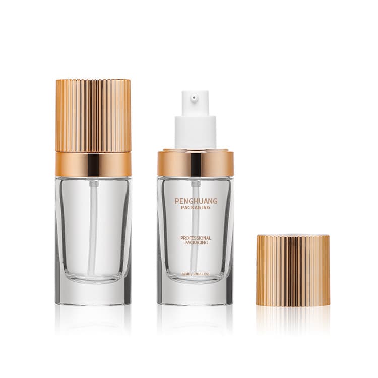 Cosmetic packaging — 30 Ml Liquid Foundation Glass Bottle Split Bottle Sample Lotion Glass Travel 30ml Skin Base 1oz Cosmetics Packaging Pump Cap