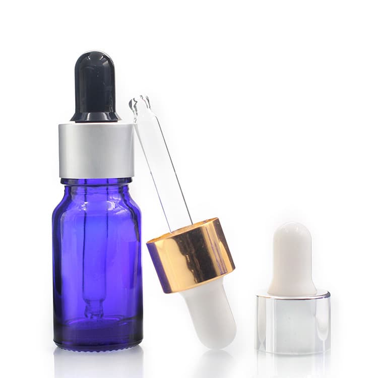 Cosmetic packaging — Dropper Bottles Dropper Bottle Empty Eye Glass with Glass Pipette Dropper Small Sample Glass 10ml Blue Essential Oil Bottle YH