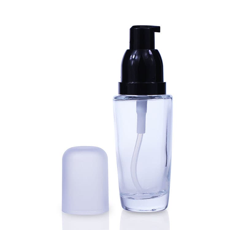 Cosmetic packaging — cosmetic foundation 30ml wholesale Cosmetic Face Makeup square glass bottle with airless pump