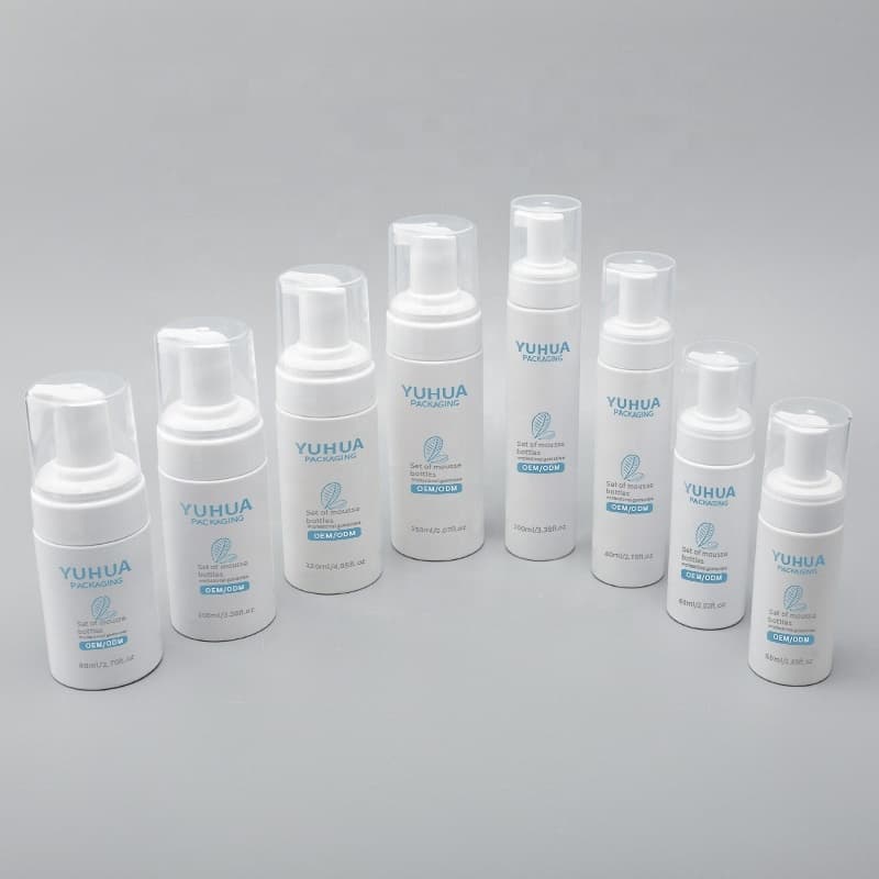 Cosmetic packaging — Custom Various Sizes 50m-150ml Plastic PET Foam Pump Bottles Facial Cleanser Bottle Mousse Bubble Dispenser Bottle for Hand Soap