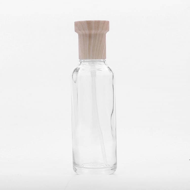Cosmetic packaging — Clear Glass Lotion Bottle 40ml/100ml/120ml Custom Color with  Wood cover  Cosmetic Packaging Bottles Set Container Manufacturers