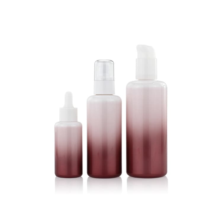 Cosmetic packaging — Luxury 30ml 50ml 100ml Empty Round Gradient Lotion Serum Glass Bottle Set Cosmetic Packaging 3 Pcs Set