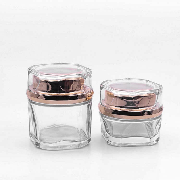 Cosmetic packaging — Clear Glass Cream jar 50g  100g Face Cream Jars Container Manufacturers bottle Cosmetic Packaging Set for Skin Care Jar