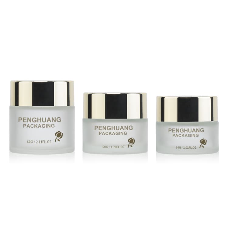 Cosmetic packaging — Wholesale 30g 50g 60g 100g Empty Frosted Glass Jar Container with Lids Amber Face Lotion Cream Scrub Can Glass Cosmetic Jars