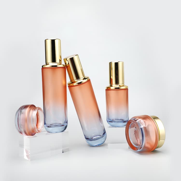Cosmetic packaging — Fashion Cosmetic Packaging Sets Elegant  Gradient Empty  Glass Lotion Pump Bottle and Jar