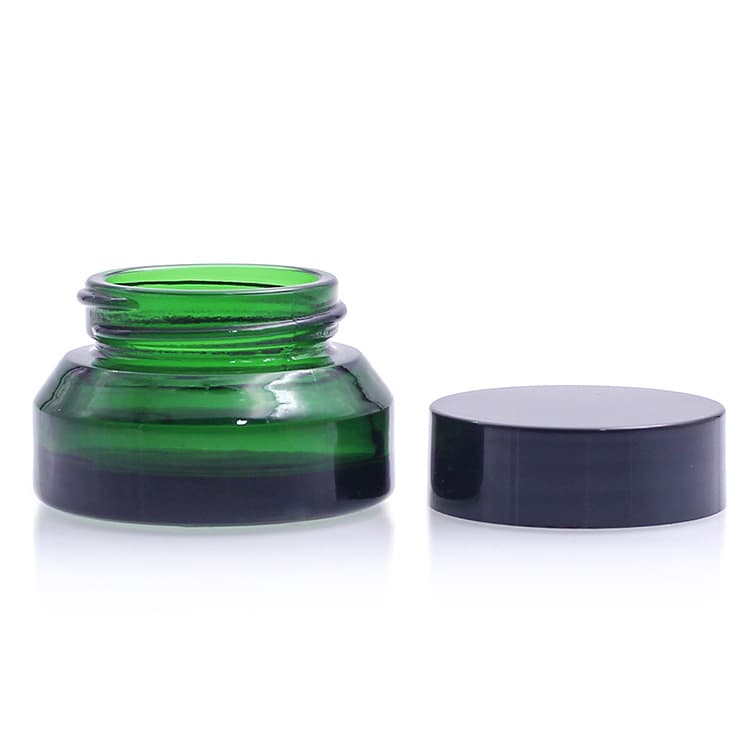 Cosmetic packaging — green glass jar 15g 30g 50g Color Custom Face Cream Jars Container Manufacturers Cosmetic Packaging Set for Skin Care Good Jar