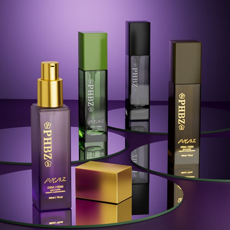 Cosmetic packaging — 30ml Luxury Square Glass Bottle for Makeup Liquid Foundation Colorful Skincare Cosmetic Packaging Empty Serum Lotion Pump Bottle