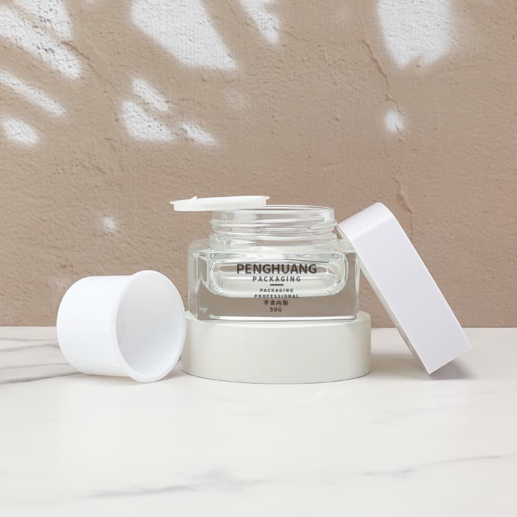 Cosmetic packaging — 30G Skincare Cream Moisturizing Cosmetic Container Square Round Glass Jar with Screw Cap Lid for Skin Care Use
