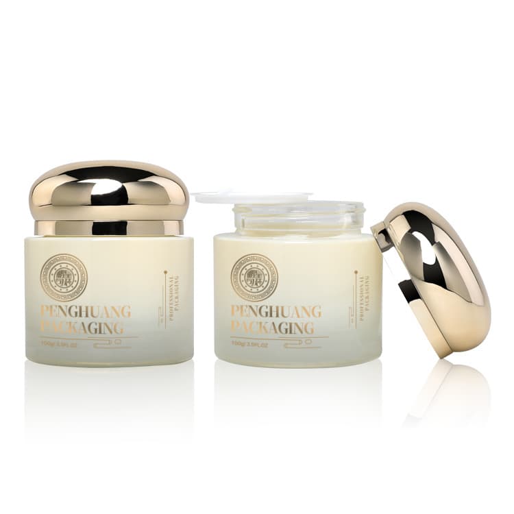 Cosmetic packaging — Luxury Cosmetic Jar Container Gold Cap Glass Face Care Cream Jar Custom logo Moisturizing Skin Care Cream Whitening 30g 50g 100g