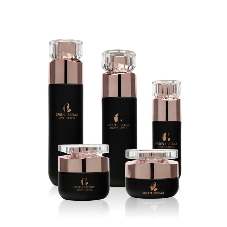 Cosmetic packaging — Wholesale 50g Cosmetic Packaging Set Empty Makeup Container Black Glass Jars Skincare Cream Jar Serum