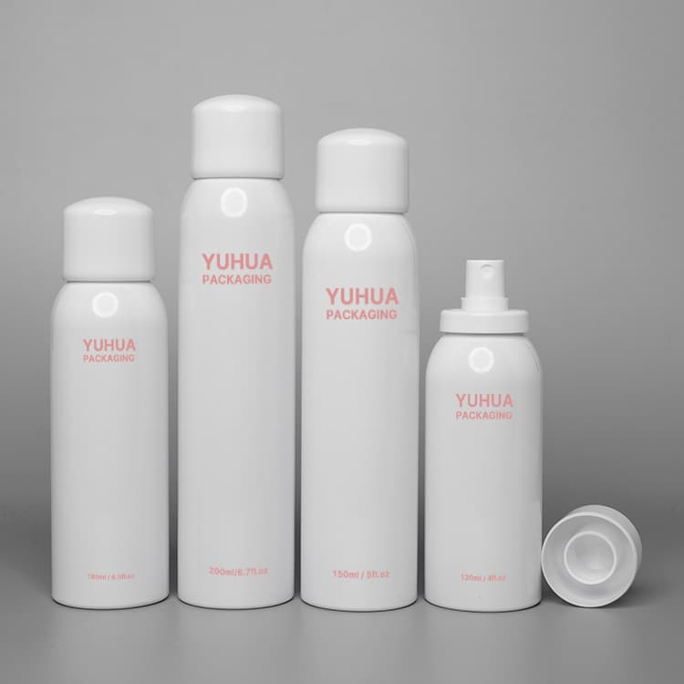 Cosmetic packaging — Cosmetic Plastic Cylinder Bottle 100ml-200ml PET Pump Sprayer Sunscreen Spray Empty Screen Printing Yuhua YHT081