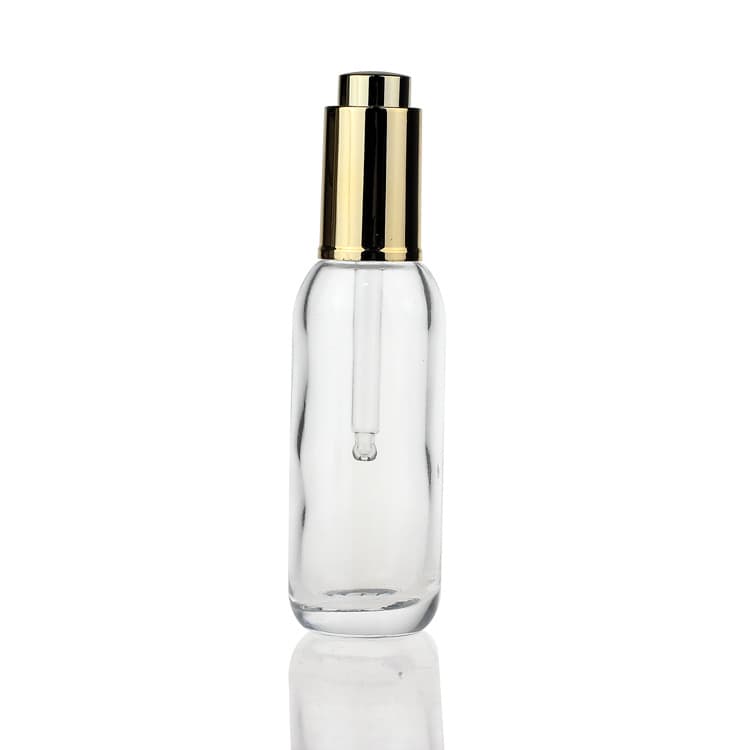 Cosmetic packaging — 15ml clear long neck mini glass serum dropper bottle push pump